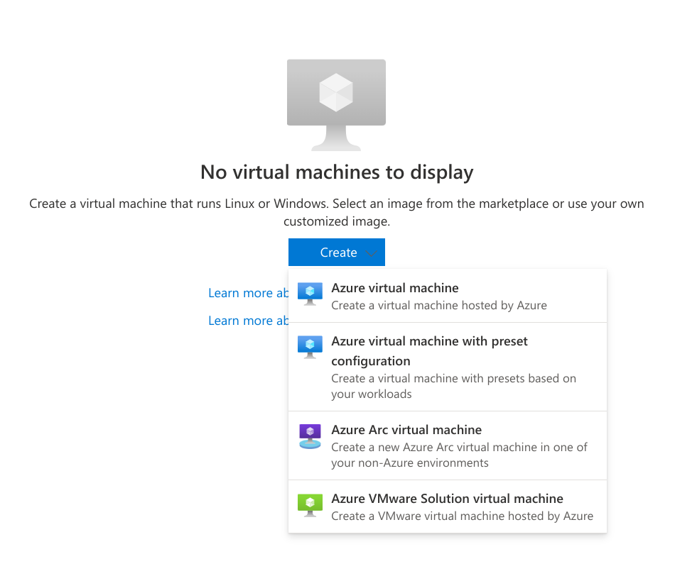 Create a new VM button.