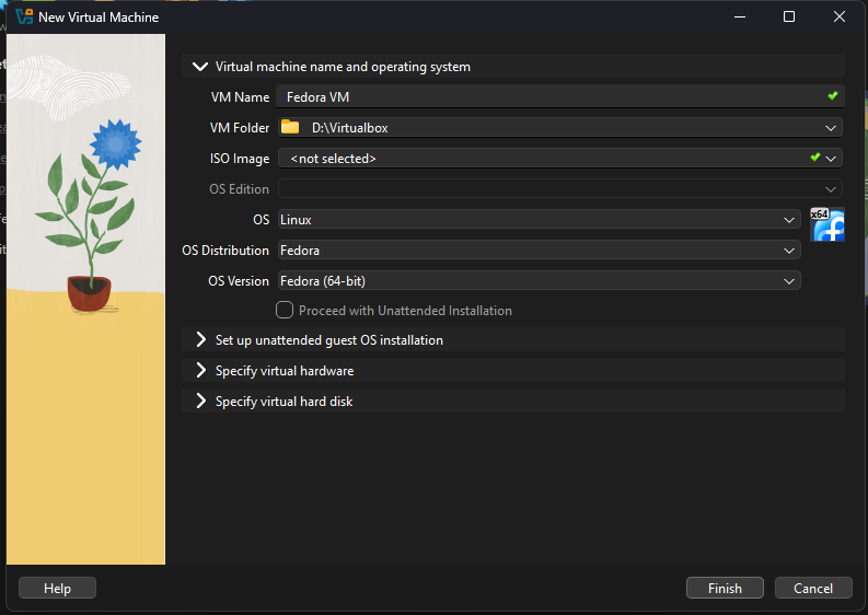VirtualBox’s VM config window.